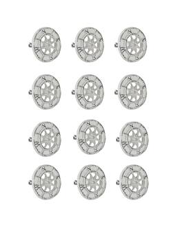 Zeckos - Set of 12 Cast Iron Compass Rose Cabinet Hardware Knobs Drawer Pull Handle - White