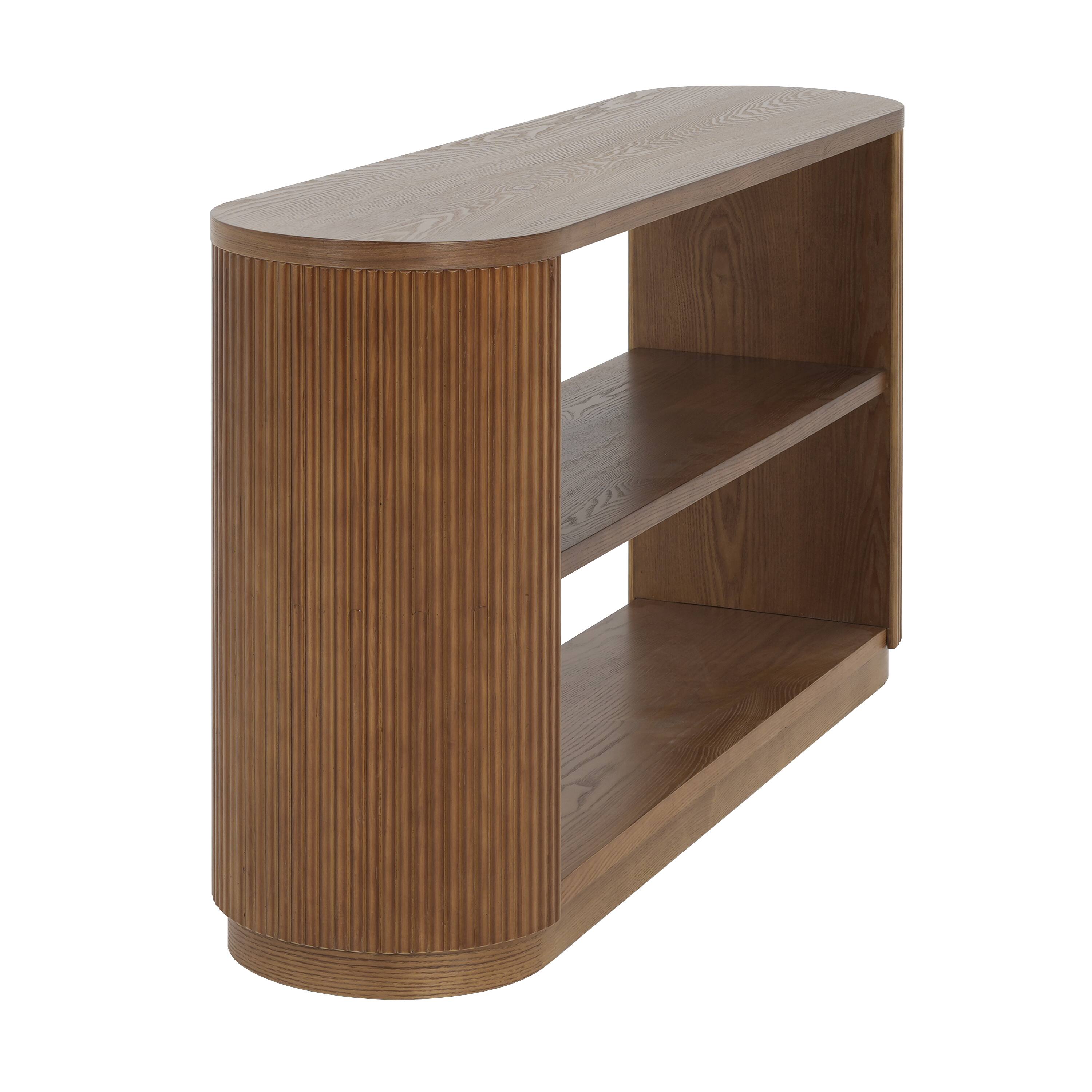 Alt View 3. Chery Life - Dark Brown Modern Entryway Console Table with Open Shelf and Elegant Wood Grain - Dark Brown.