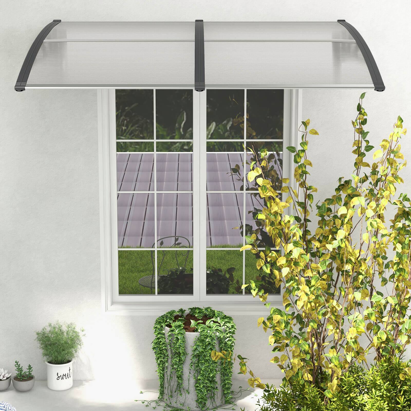 Alt View 3. Costway - Costway 80" x 40" Patio Awning Canopy Outdoor Window Door Overhang Rain Snow Protection - Gray.