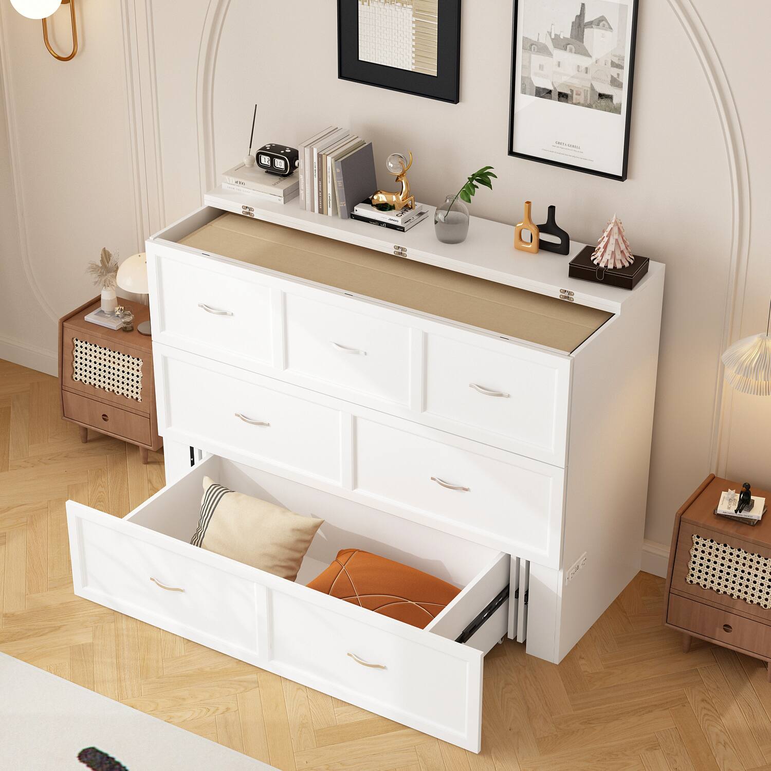 Alt View 1. FUFU&GAGA - FUFU&GAGA Multi - Functional Murphy Bed with Storage – Full Size, Space - Saving for Apartments - White.