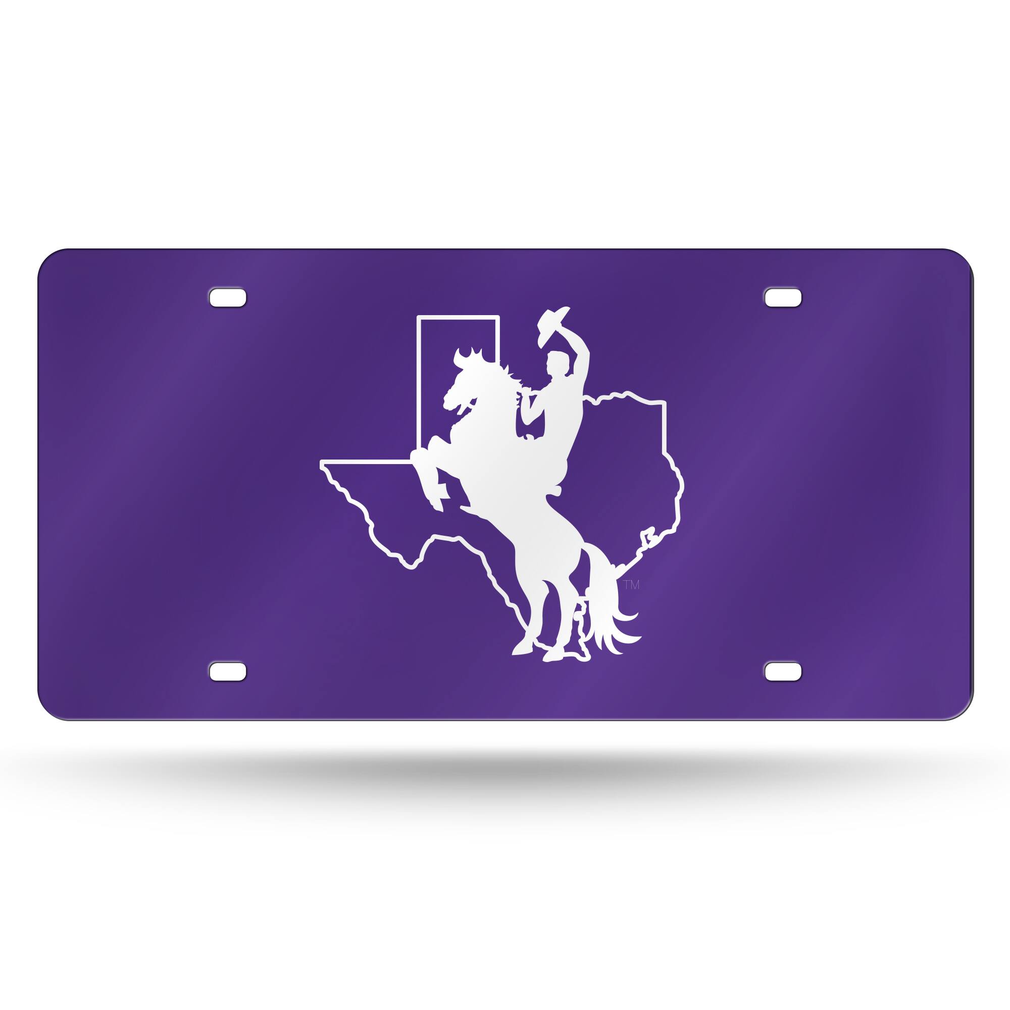 Tarleton State Texans Purple Mirror Look Acrylic License Plate Laser Tag