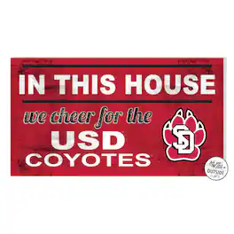 Jardine - South Dakota Coyotes 11'' x 20'' Indoor/Outdoor In This House Sign - Red