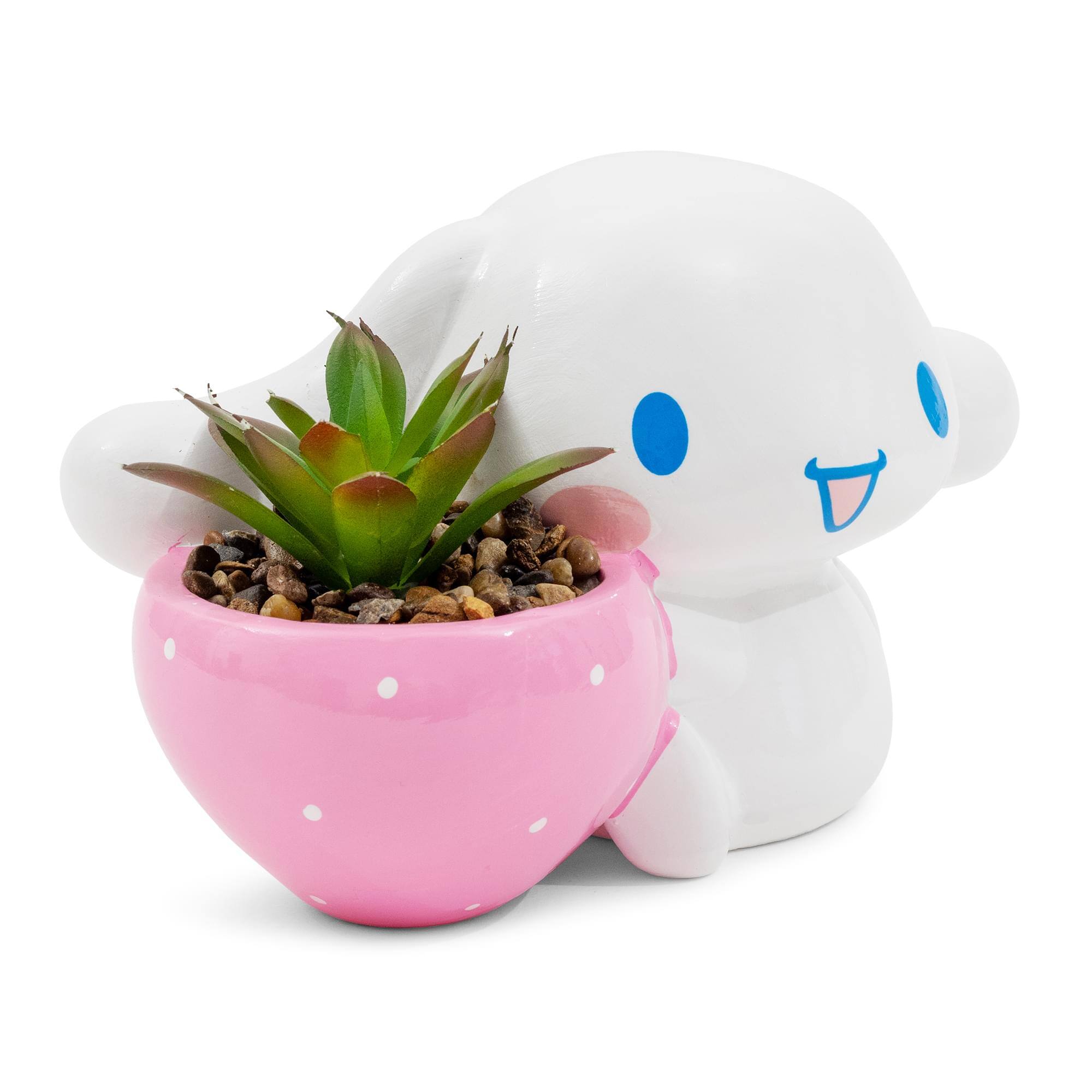 Alt View 1. Silver Buffalo - Sanrio Cinnamoroll Strawberry Ceramic Mini Planter With Artificial Succulent - Multi-Colored.