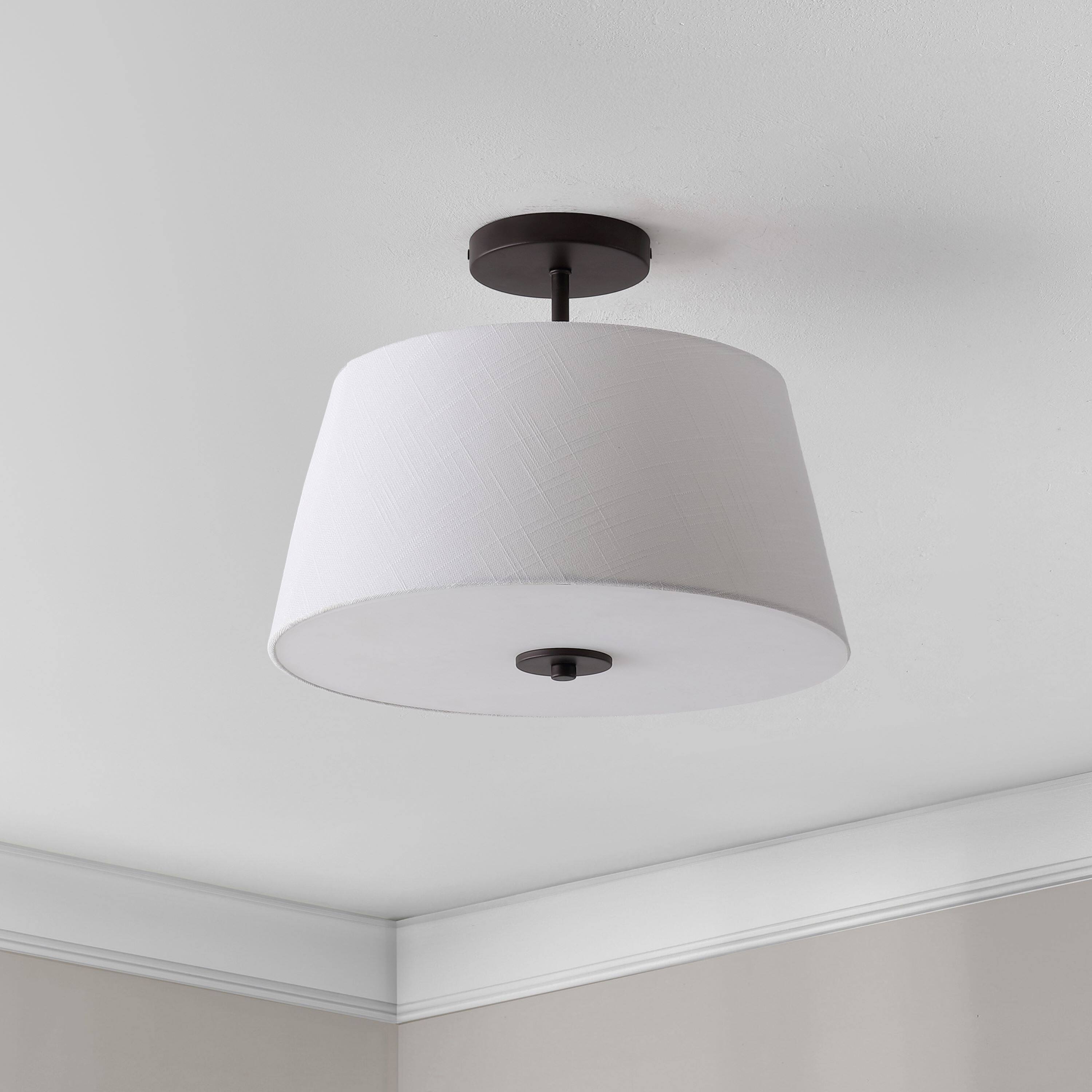 Alt View 5. Jonathan Y - Isabella 15" 3-Light Modern Contemporary Metal Tapered Drum LED Semi Flush Mount, Oil Rubbed Bronze - Oil Rubbed Bronze.