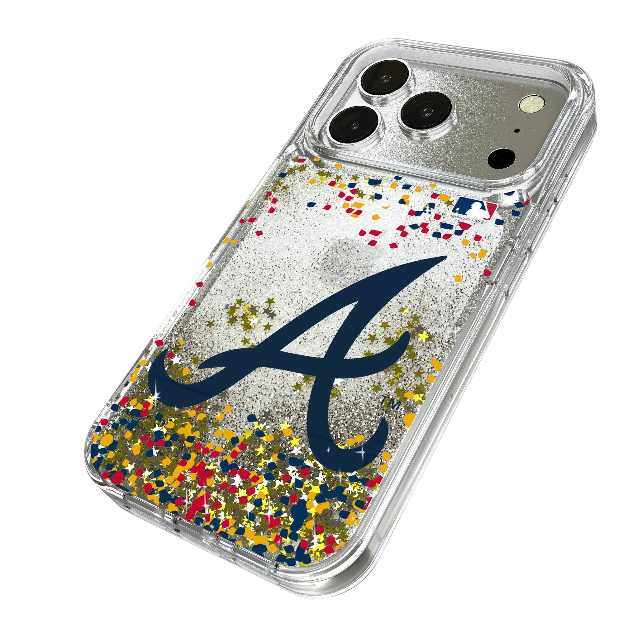 Alt View 1. Keyscaper - Atlanta Braves Glitter Confetti iPhone Case - 14 - Multicolor.