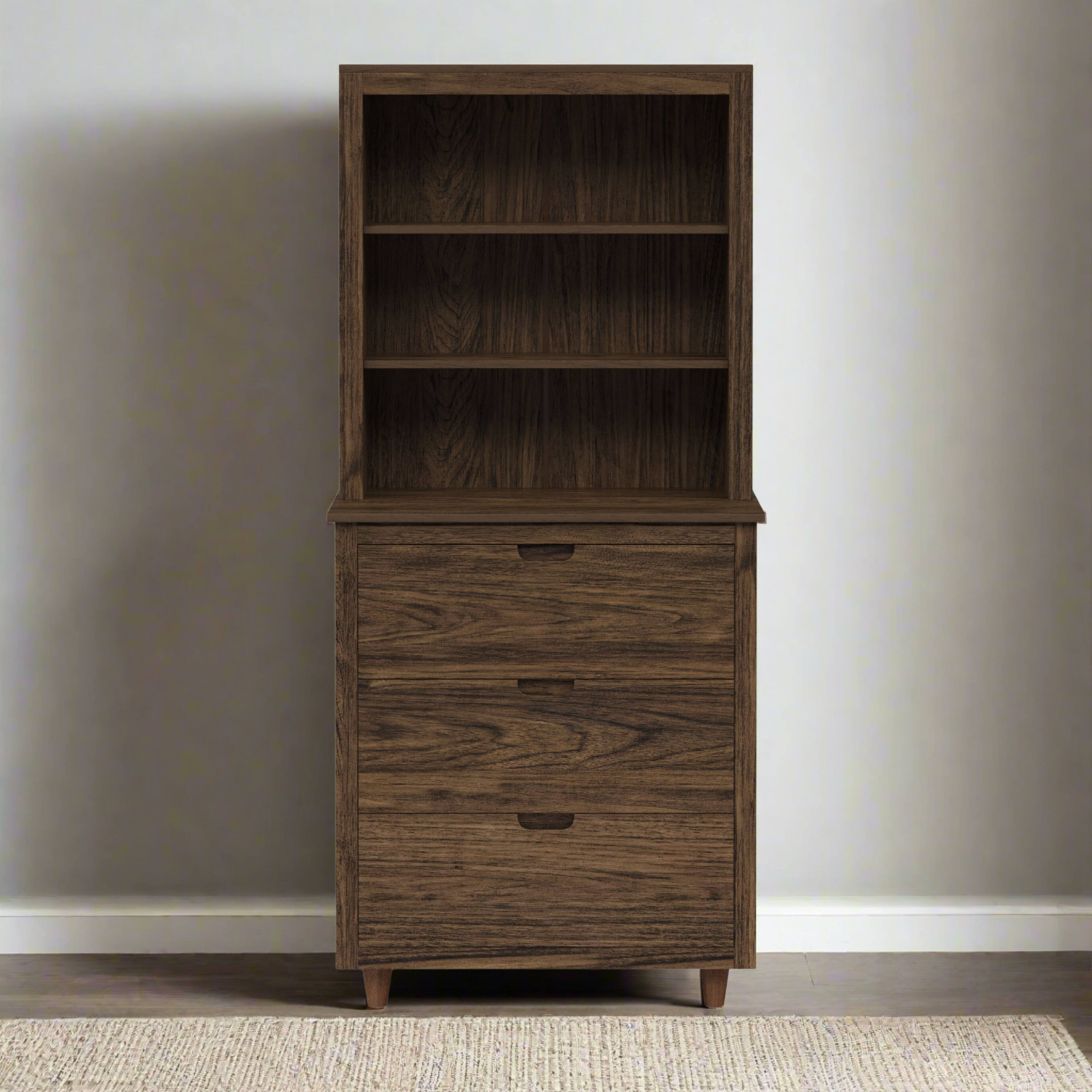 Front. Teamson Home - Teamson Home Ellery Freestanding Hutch Cabinet with Open Shelves, Walnut - Brown.