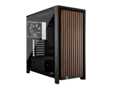 Front. CORSAIR - FRAME 4000D WOOD RS Modular High Airflow Mid-Tower PC Case - Black & Walnut.