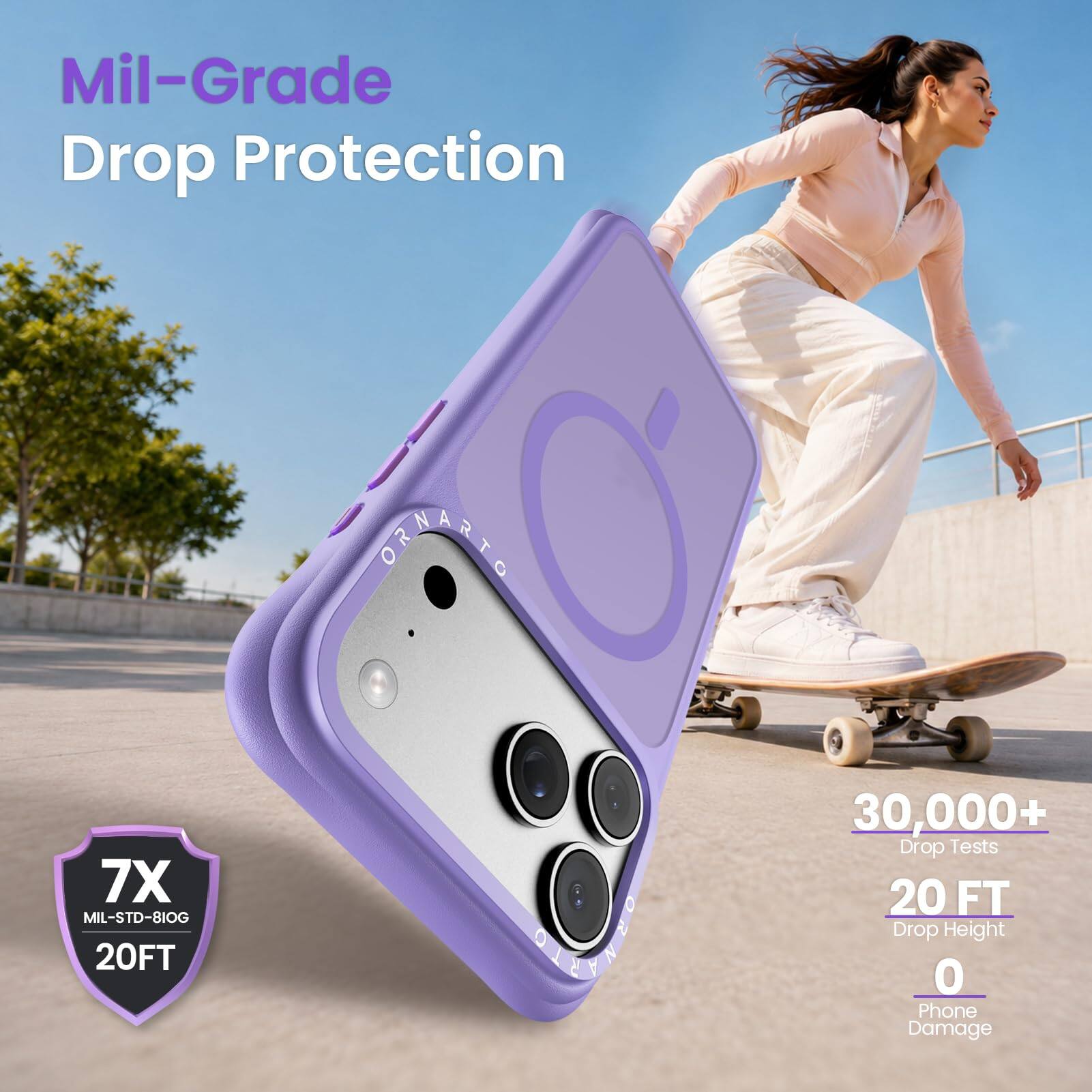 Mil-Grade Drop Protection

7X MIL-STD-810G 20FT

30,000+ Drop Tests 20 FT Drop Height 0 Phone Damage
