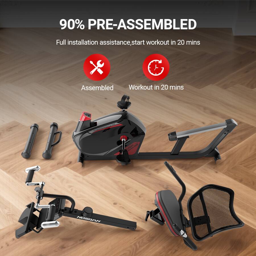 90% PRE-ASSEMBLED  
Full installation assistance, start workout in 20 mins  
Assembled  
Workout in 20 mins
