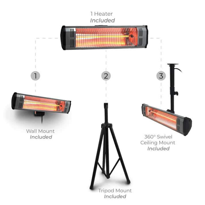 Heat Storm - Tradesman 1500-Watt Electric Outdoor Infrared Quartz Portable Space Heater with Tripod, Wall and Ceiling Mount