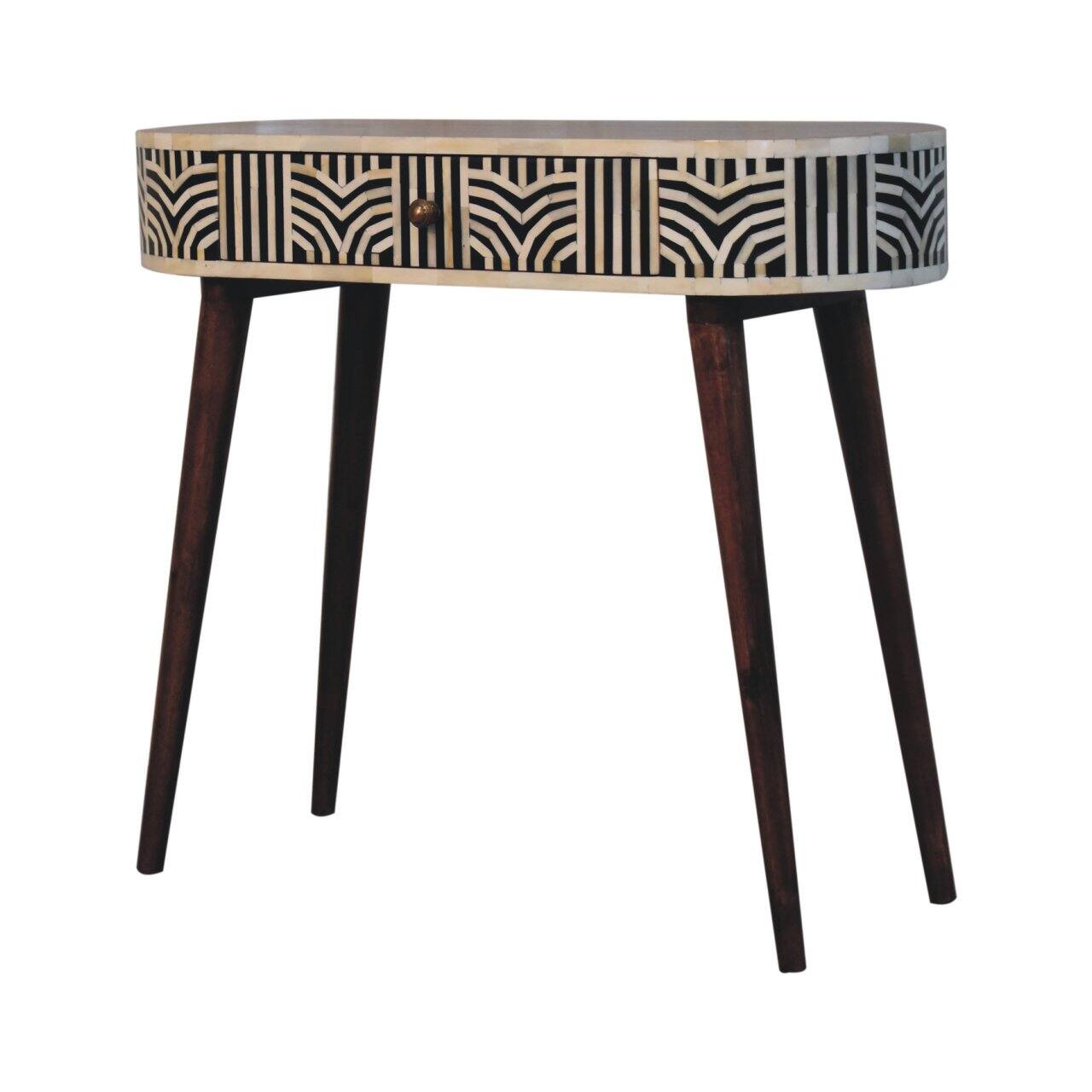 Left. Artisan Furniture - Honey Caramel Edessa Bone Inlay Console Table - Honey Caramel.