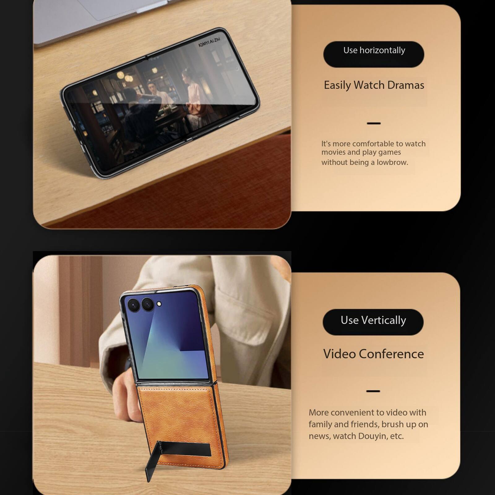 2 IANT

Use horizontally
Easily Watch Dramas
It's more comfortable to watch movies and play games without being a lowbrow.

Use Vertically
Video Conference
More convenient to video with family and friends, brush up on news, watch Douyin, etc.