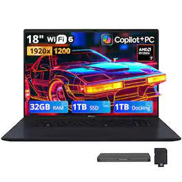 ASUS - Upgraded - Vivobook 18" WUXGA Laptop,Ryzen 7 260,32GB RAM,1TB SSD+1TB Dock,AMD Radeon GPU,Backlit,Copilot+PC,Win 11 - Blue