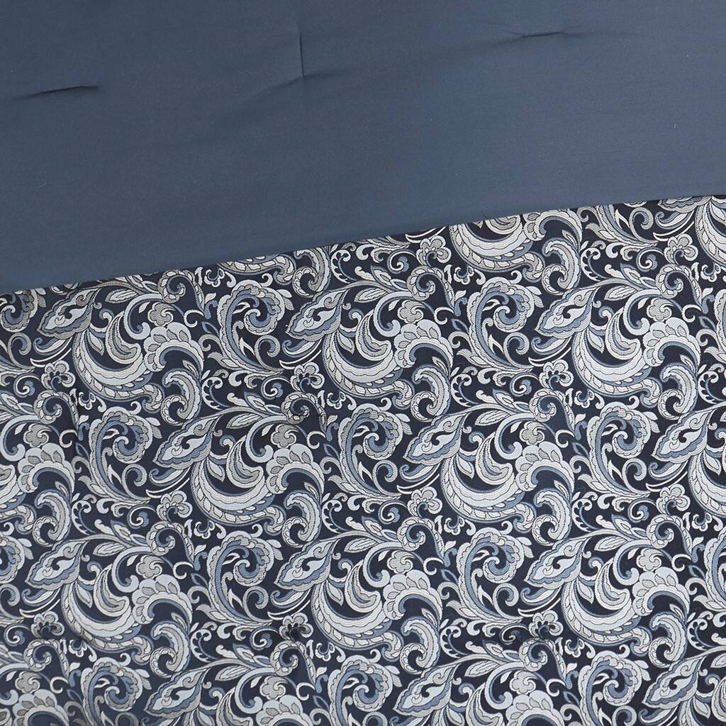 Alt View 5. Gracie Mills - Gracie Mills Pruitt 24-Piece Jacquard Paisley Room-in-a-Bag Set - Navy.