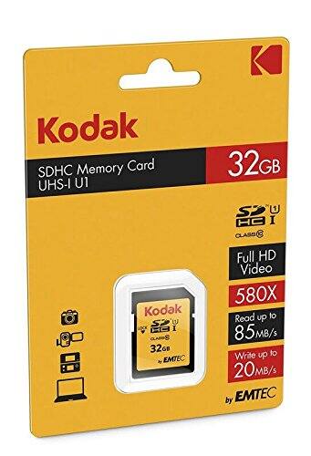 Kodak SDHC Memory Card UHS-I U1 Kodak S2 W LOCK HC I CLAGO 32GB by EMTEC

32GB S U HC I CLASS Full HD Video 580X Read up to 85MB/s Write up to 20MB/s by EMTEC