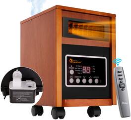 DR. INFRARED HEATER - DR-998, 1500W, Advanced Dual Heating System with Humidifier and Remote Control - Cherry