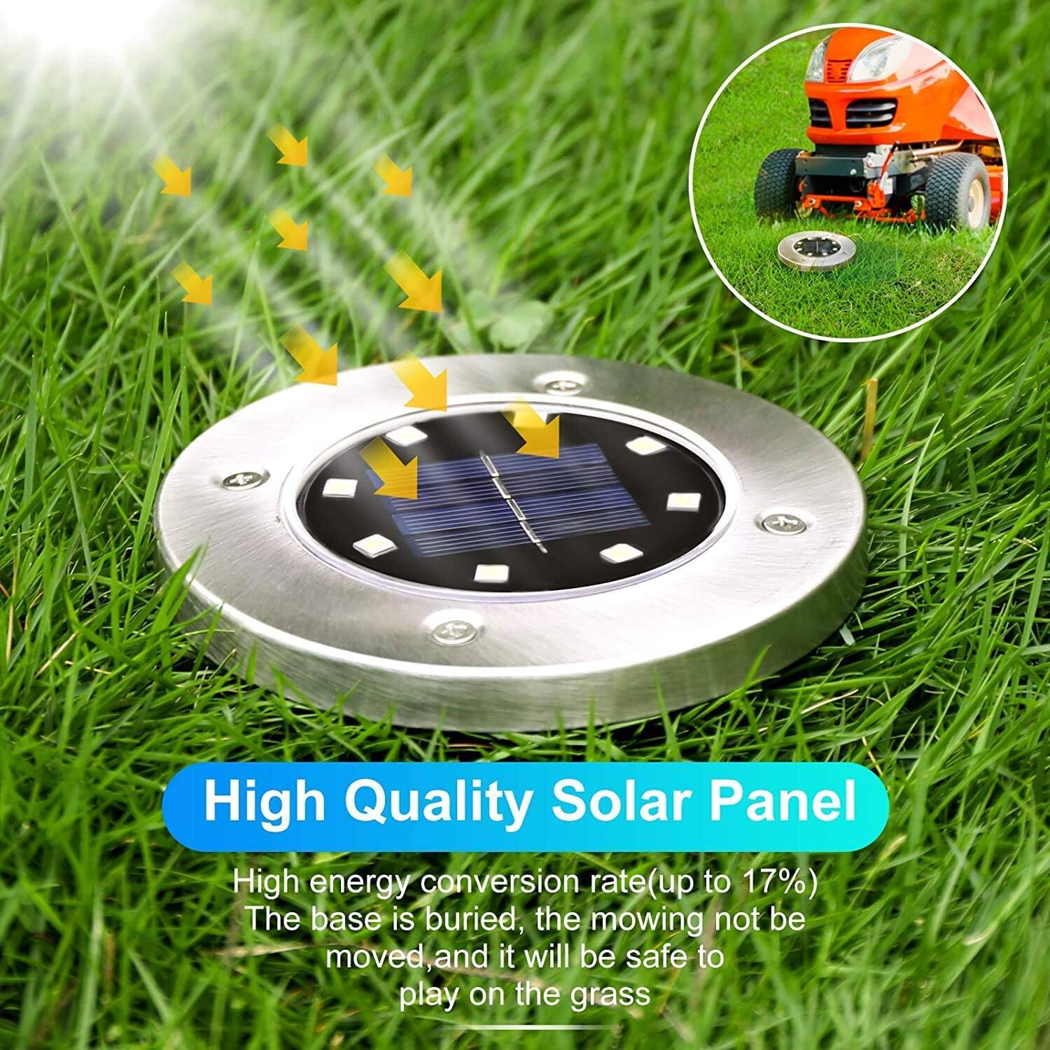 5 High Quality Solar Panel  
High energy conversion rate (up to 17%)  
The base is buried, the mowing not be moved, and it will be safe to play on the grass