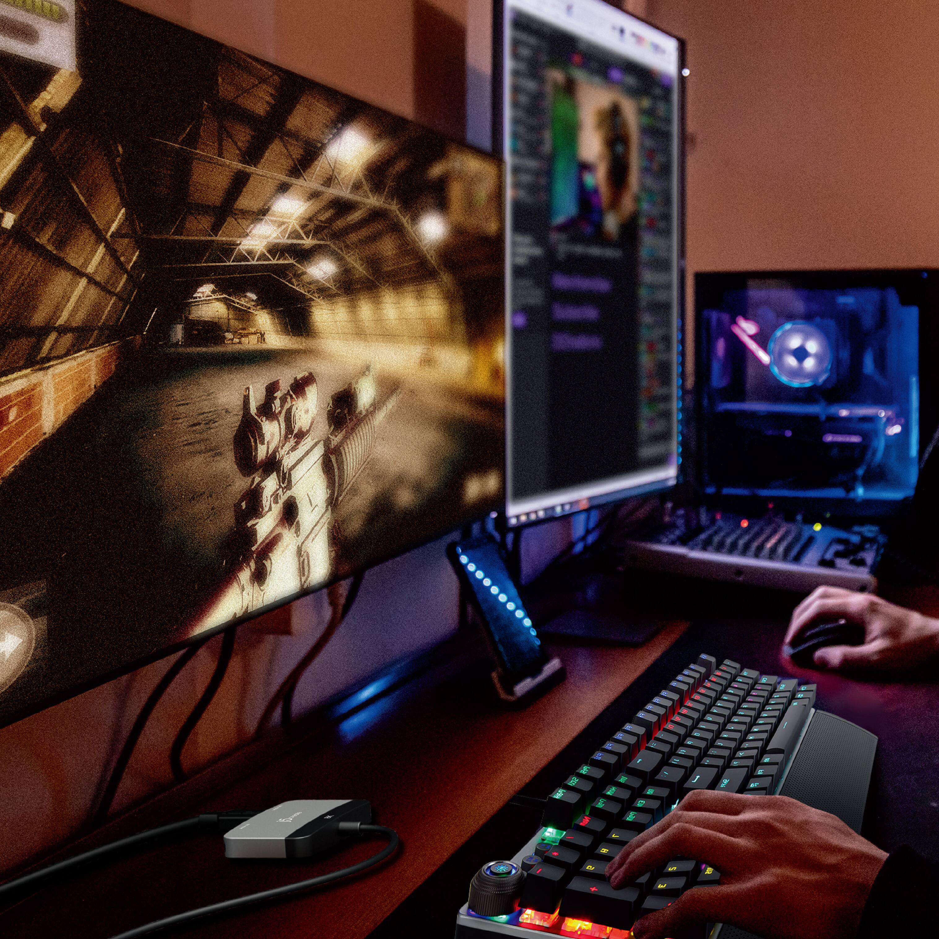 Alt View 4. j5create - 8K USB-C to Dual HDMI Display Adapter - Space Gray/Black.