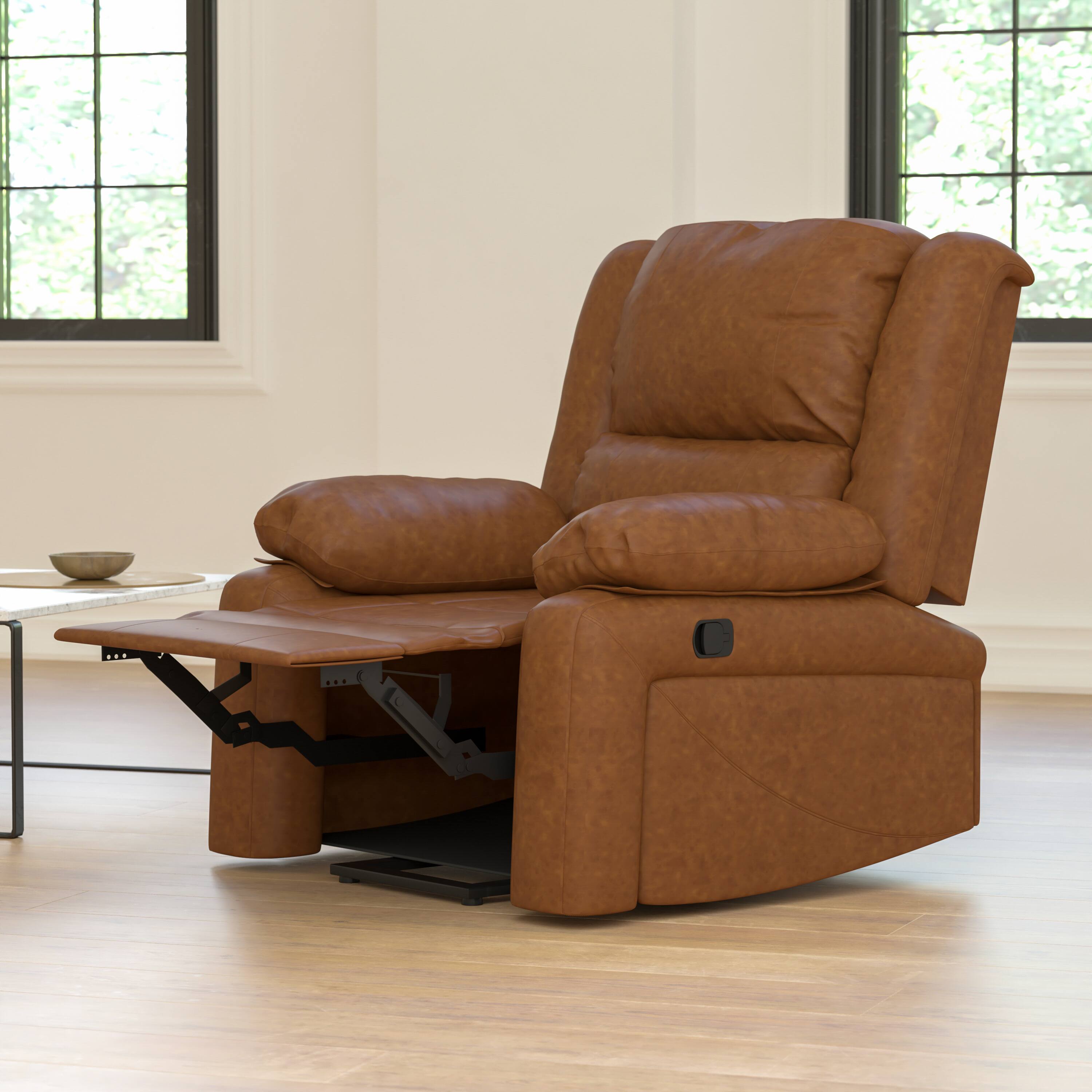 Alt View 3. Flash Furniture - Harmony Series Cognac LeatherSoft Recliner - Brown.