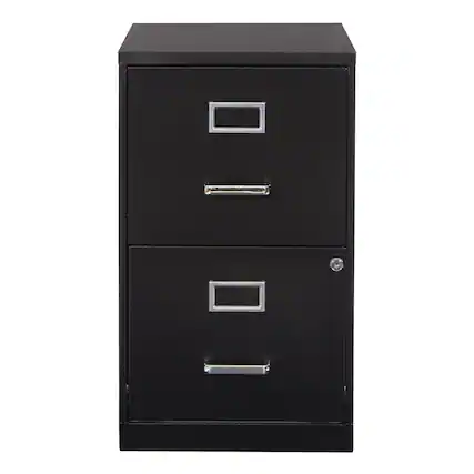 Front. OSP Home Furnishings - 2 Drawer Locking Metal File Cabinet - Black.