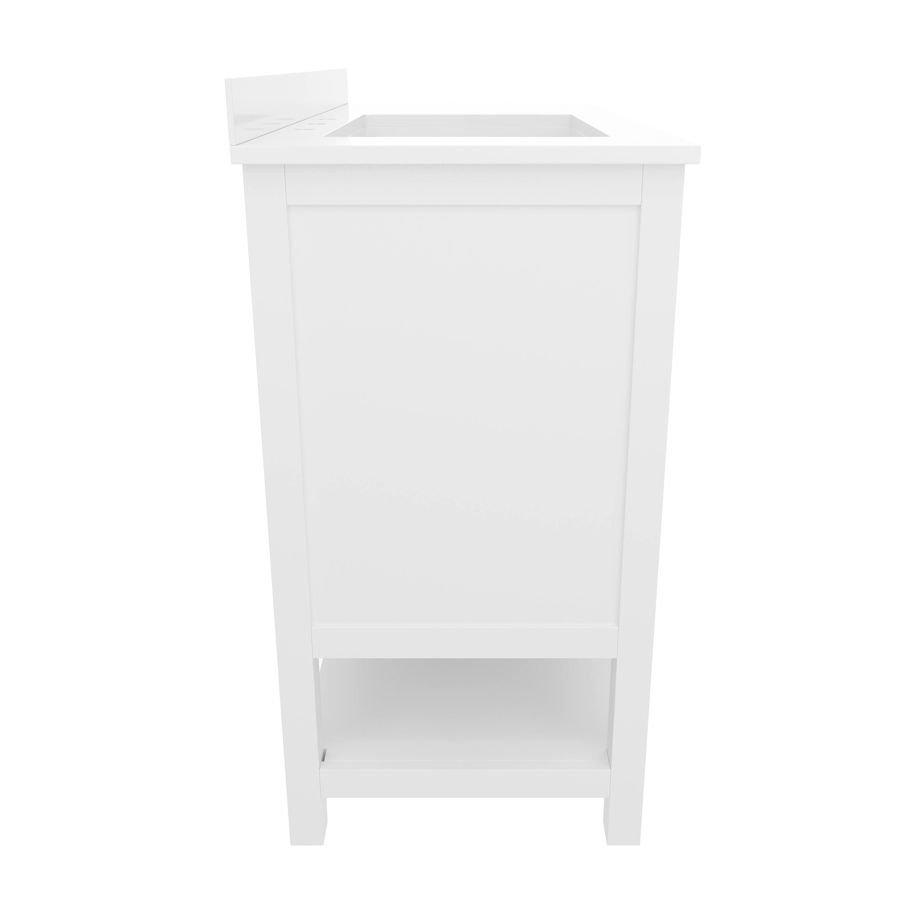 Left. Flash Furniture - Vega 42 Inch Bathroom Vanity with Sink, Storage Cabinet with Soft Close Doors, Open Shelf and 3 Drawers, Carrara Marble - White.