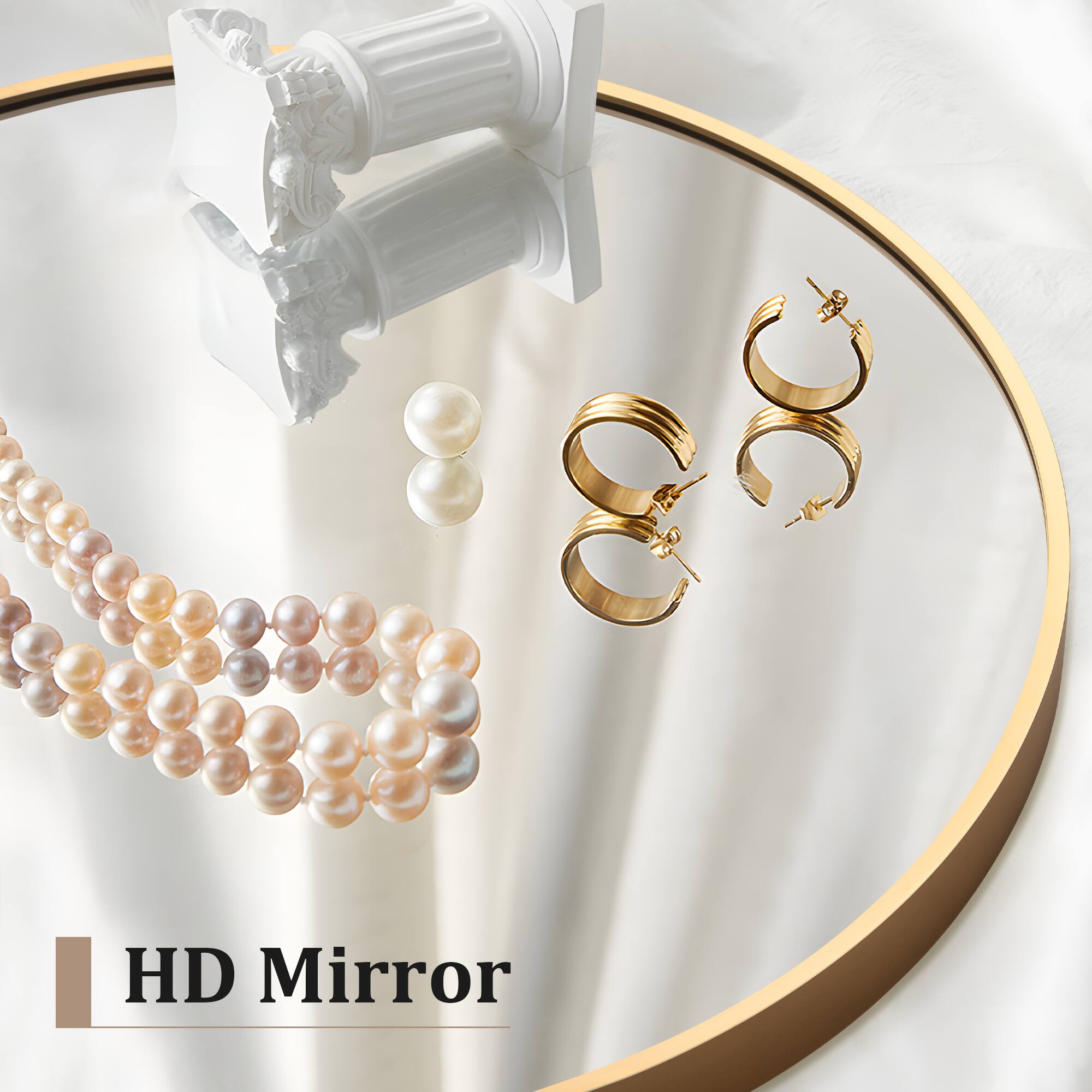 Alt View 5. Lirago - 36" x 24" Arched Hanging Bathroom Mirror with Gold Scratch-Resistant Aluminum Alloy Frame - Gold.