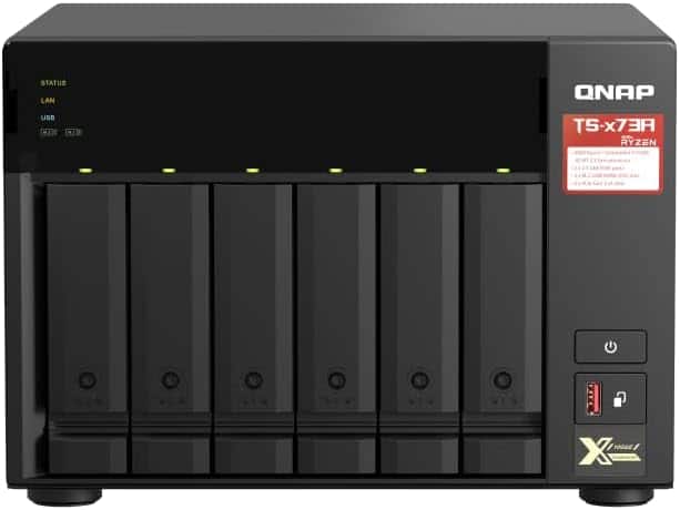 QNAP - TS-673A-8G-US 6-bay NAS/iSCSI IP-SAN, AMD Ryzen V1000 series V1500B 4C/8T 2.2 GHz, 8GB RAM, two 2.5GbE, 10G-ready