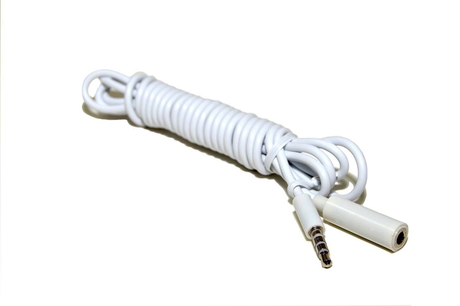 Left. HQRP - 3.5 mm TRRS Headset Extension Cable - Male to Female, 6.5 ft, Stereo Audio Mic Cord - White.