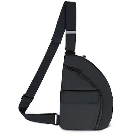 Front. Wikistore - WIKISTORE Anti Theft Sling Bag Crossbody Chest Bag for Women Men Travel Lightweight Waterproof Black - Black.