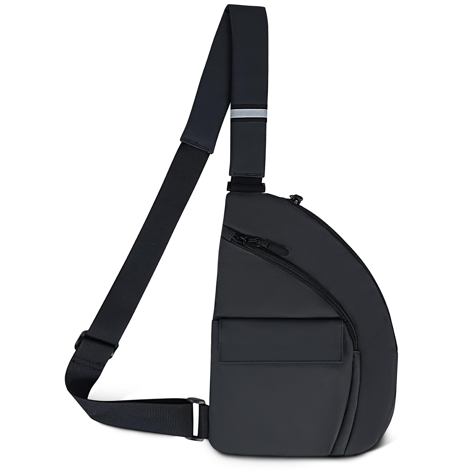 Front. Wikistore - WIKISTORE Anti Theft Sling Bag Crossbody Chest Bag for Women Men Travel Lightweight Waterproof Black - Black.