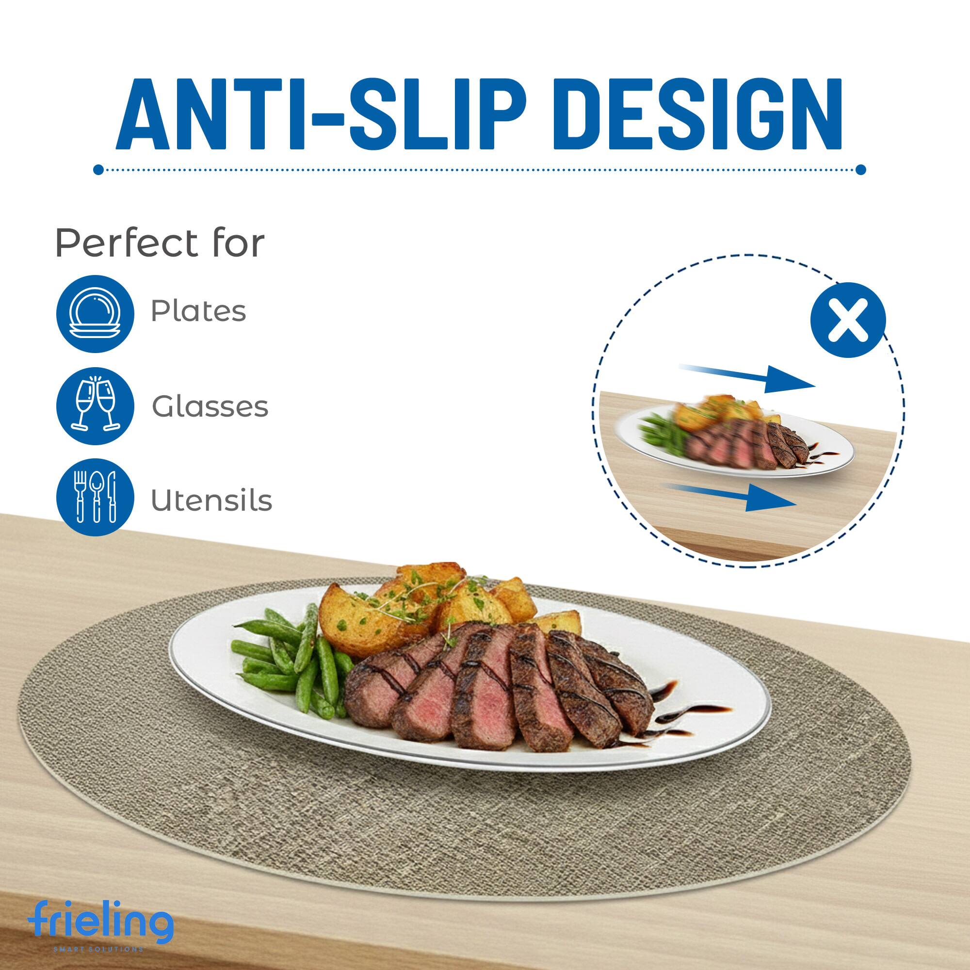 ANTI-SLIP DESIGN  
Perfect for Plates, Glasses, Utensils  
frieling  
SMART SOLUTIONS