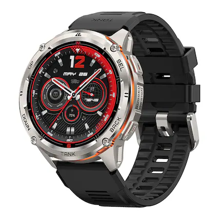 The text on the image is: "TANK KG N 2 55 A OS UP 12 SEL 50 MAY 26 STA: SH FRI SI TUE 7645 THU WED OH 75% 20 DOWN y BACK 35 25 30 S TANK RUGGED NOISSC"
Corrected and grouped text:
"TANK KG N 2 55 A OS UP 12 SEL 50 MAY 26 STA: SH FRI SI TUE 7645 THU WED OH 75% 20 DOWN y BACK 35 25 30 S TANK RUGGED SCINOS"