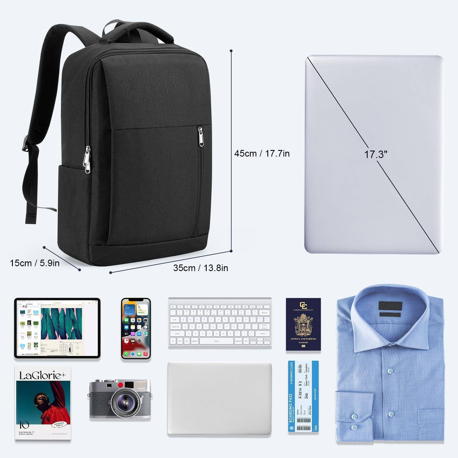 Back. Live At Space - 17 Inch Laptop Backpack Slim Durable Business With Usb Charging Port  Lightweight Casual Daypack For College Work - Black.