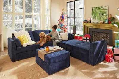 Lovesac Seats Angled Sides Corded Velvet Sactional