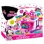 Minnie's Deluxe Kitchen is a fun and easy way to mold your tasty treats! This set includes a pink play kitchen with a dough mixer, a doughnut maker, and a cupcake maker. It also comes with a variety of dough colors, a rolling pin, and a spoon. The set is designed for children aged 3 and up and is a great way to encourage imaginative play and creativity. However, it is important to note that the small parts in the set may pose a choking hazard for children under 3 years old. The set is made by CraZArt and is available in a net weight of 8 oz (227 g).