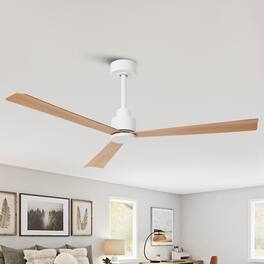 Parrot Uncle - 52" Modern 3-Blade Ceiling Fan with Reversible DC Motor, 6-Speed, Remote Control, No Light - White