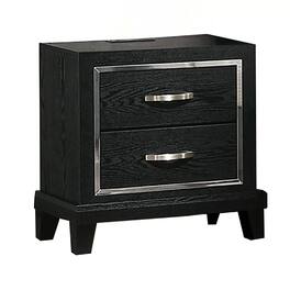 Manhattan Lane - Nightstand with Charging Station, 2 Drawers, Rubberwood 24 Inch - Black