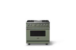 Viking - 36"W. 4 Burner Pro 5 Series 5.6 Cu. Ft. Freestanding Sealed Dual Fuel Convection Range/Griddle - Eucalyptus - Eucalyptus