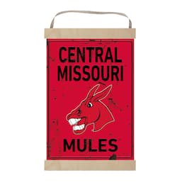 Jardine - Central Missouri Mules 12'' x 20'' Faux Rust Banner Sign - Red