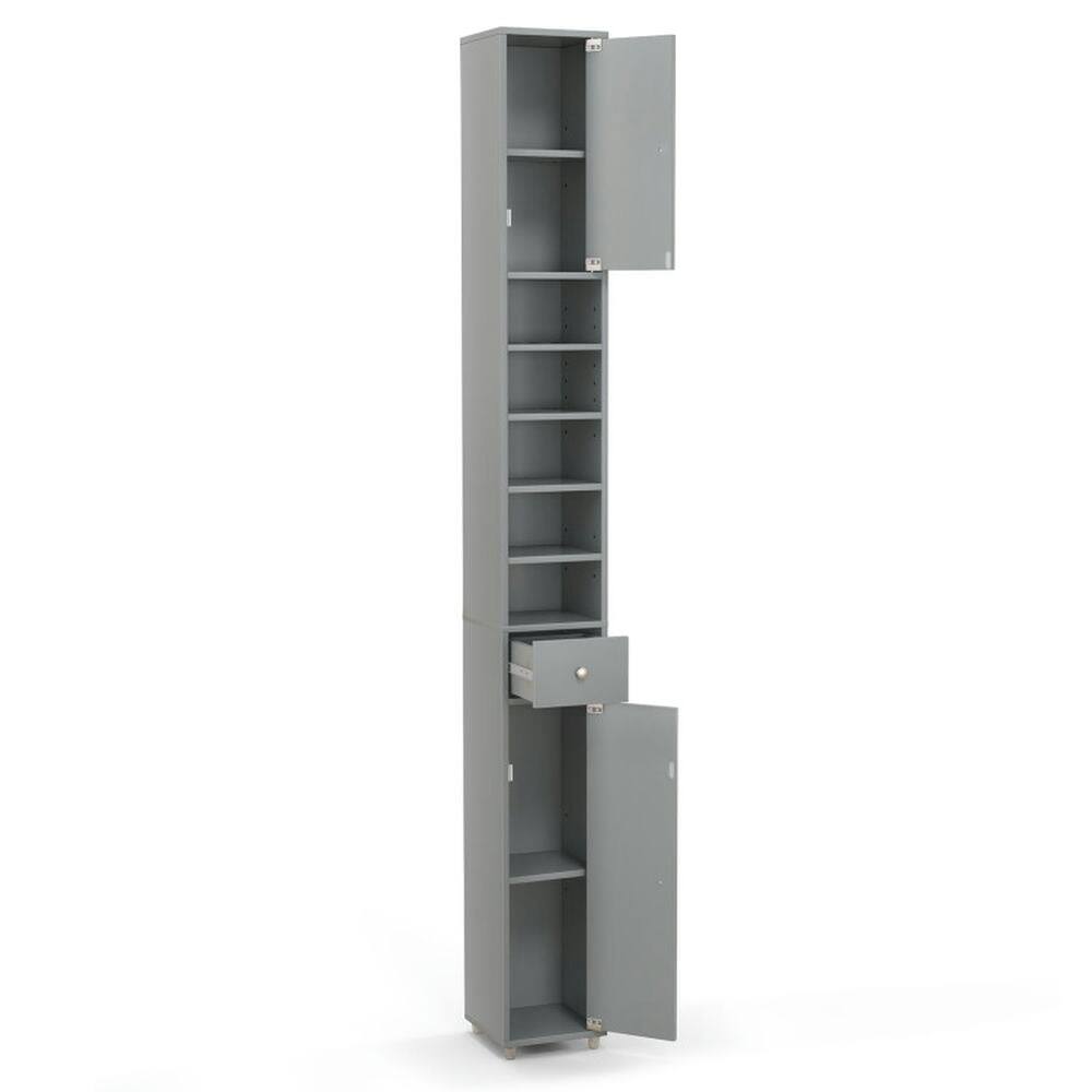 Alt View 4. Pefilos - Freestanding Slim Bathroom Cabinet with Drawer and Adjustable Shelves, Bathroom Storage Cabinet for Entryway Storage - Gray.