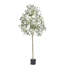 VEVOR - Artificial Olive Tree, 5 FT Tall Faux Plant, Secure PE Material & Anti-Tip Tilt Protection Low-Maintenance Plant - Green