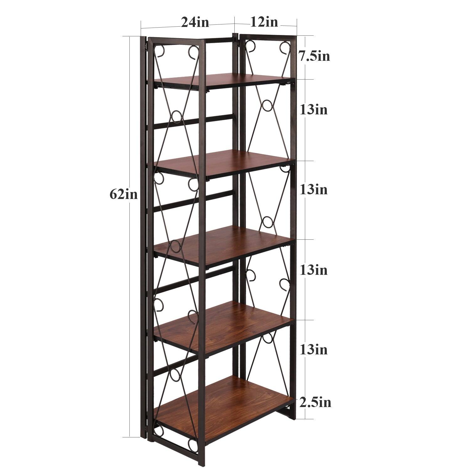24in x 12in x 62in  
7.5in depth  
13in shelf width (x4)  
2.5in shelf thickness