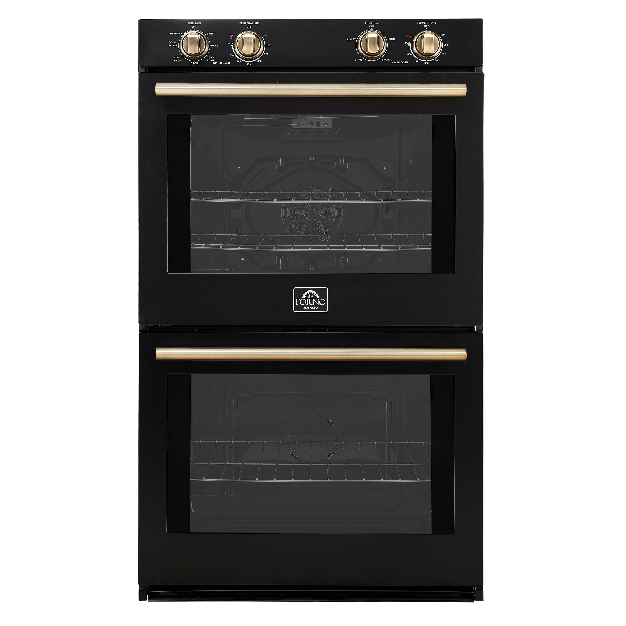 Front. Forno Appliances - Vomero 30" Electric Convection Double Wall Oven - Black.
