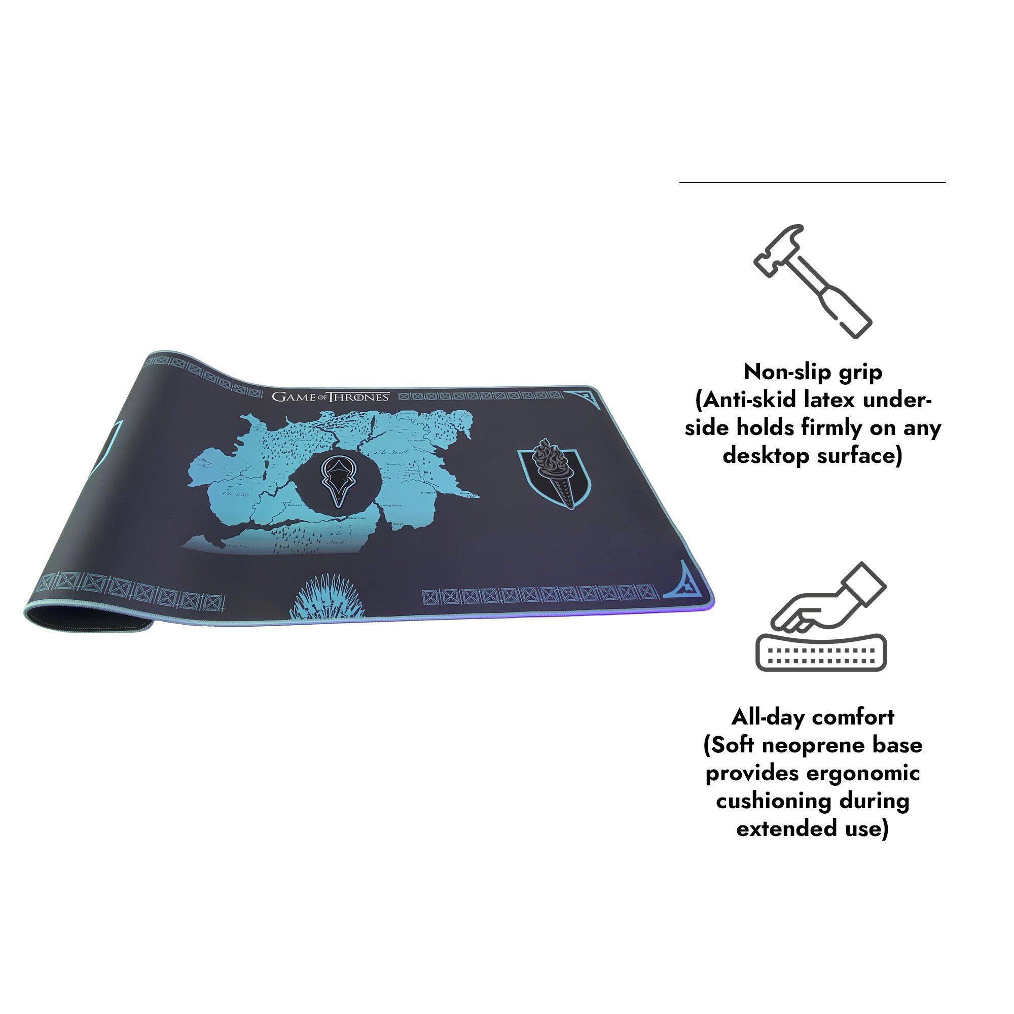 **Game of Thrones Mouse Pad**

- **Non-slip Grip:** (Anti-skid latex underside holds firmly on any desktop surface)
- **All-day Comfort:** (Soft neoprene base provides ergonomic cushioning during extended use)