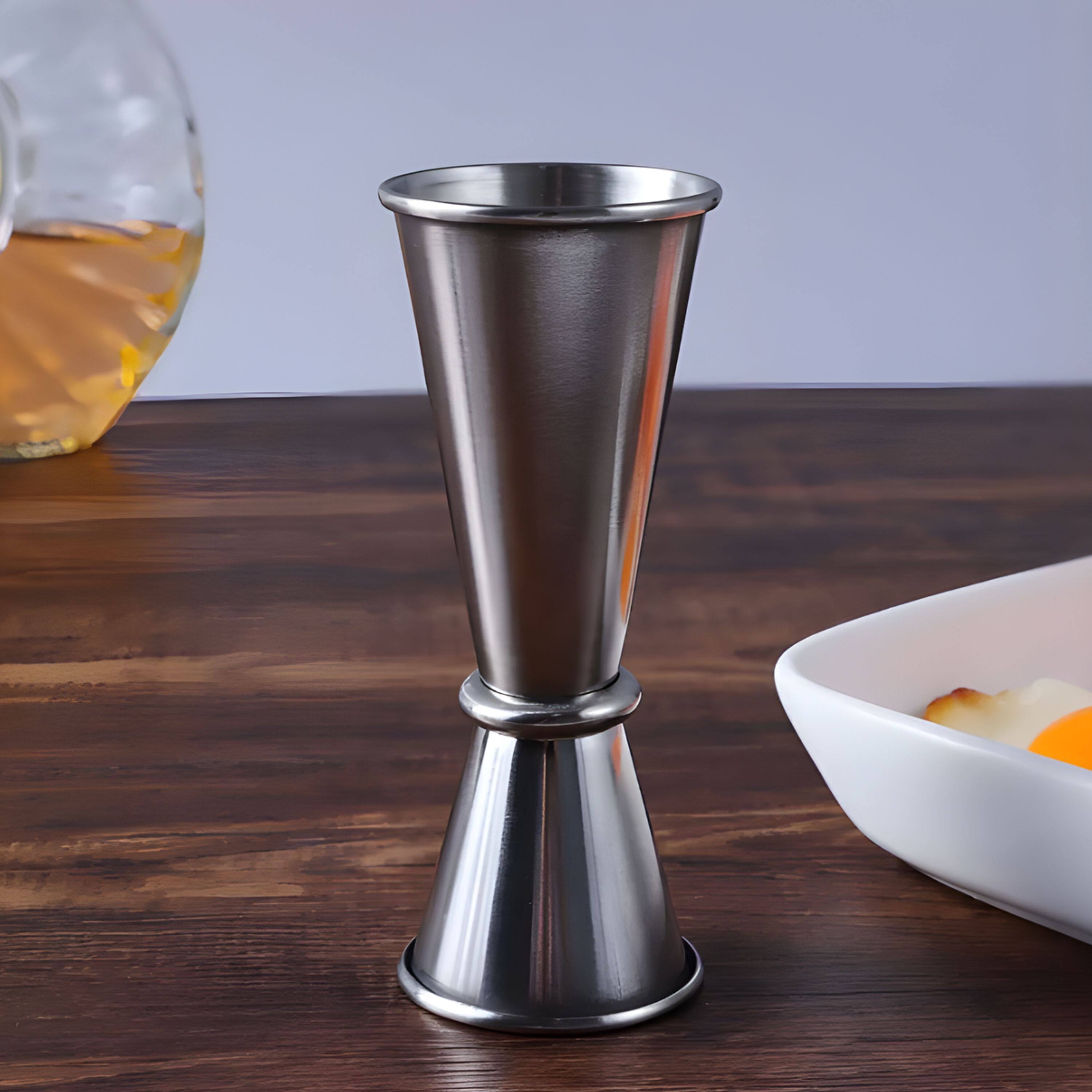 Left. Kitcheniva - Stainless Steel Double-Sided Jigger 1 oz & 1.7 oz.