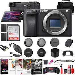 Sony - a6400 Mirrorless Camera + 64GB Card + NPF-W50 Battery + Card Reader + More
