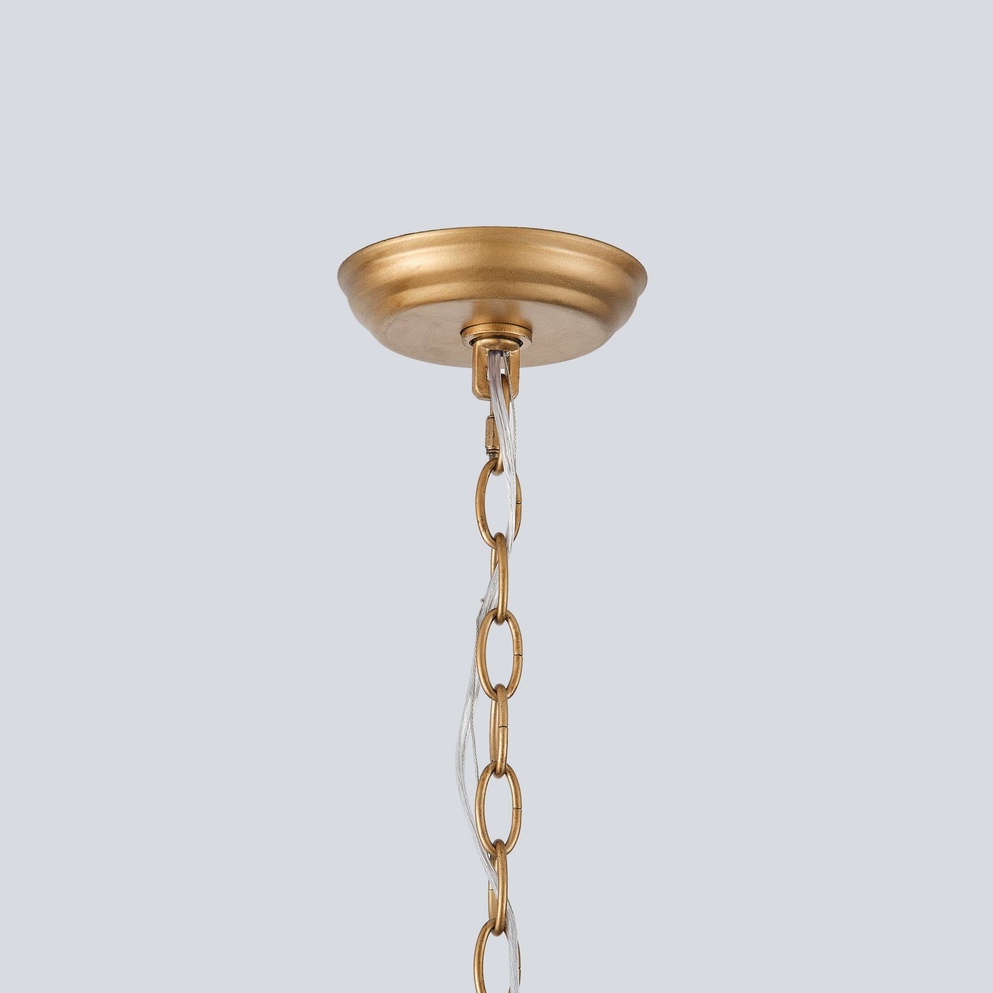 Alt View 7. Parrot Uncle - 20" Modern 6-Light Gold Chandelier with Leaf Metal Shade - Gold.