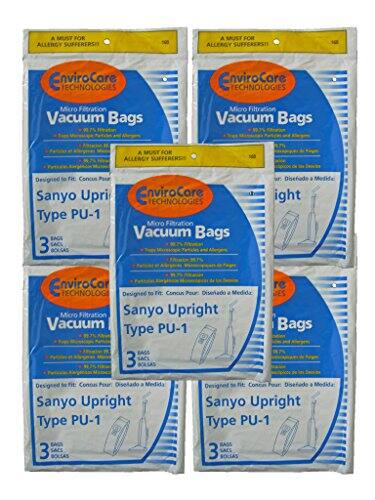 A MUST FOR ALLERGY SUFFERERS!!  
EnviroCore TECHNOLOGIES  
Micro Filtration Vacuum Bags  
Designed to Fit: Sanyo Upright Type PU-1  
3 BAGS / 3 SACAS / 3 BOLSAS  

A MUST FOR ALLERGY SUFFERERS!!  
EnviroCore TECHNOLOGIES  
Micro Filtration Vacuum Bags  
Designed to Fit: Sanyo Upright Type PU-1  
3 BAGS / 3 SACAS / 3 BOLSAS  

A MUST FOR ALLERGY SUFFERERS!!  
EnviroCore TECHNOLOGIES  
Micro Filtration Vacuum Bags  
Designed to Fit: Sanyo Upright Type PU-1  
3 BAGS / 3 SACAS / 3 BOLSAS  

A MUST FOR ALLERGY SUFFERERS!!  
EnviroCore TECHNOLOGIES  
Micro Filtration Vacuum Bags  
Designed to Fit: Sanyo Upright Type PU-1  
3 BAGS / 3 SACAS / 3 BOLSAS