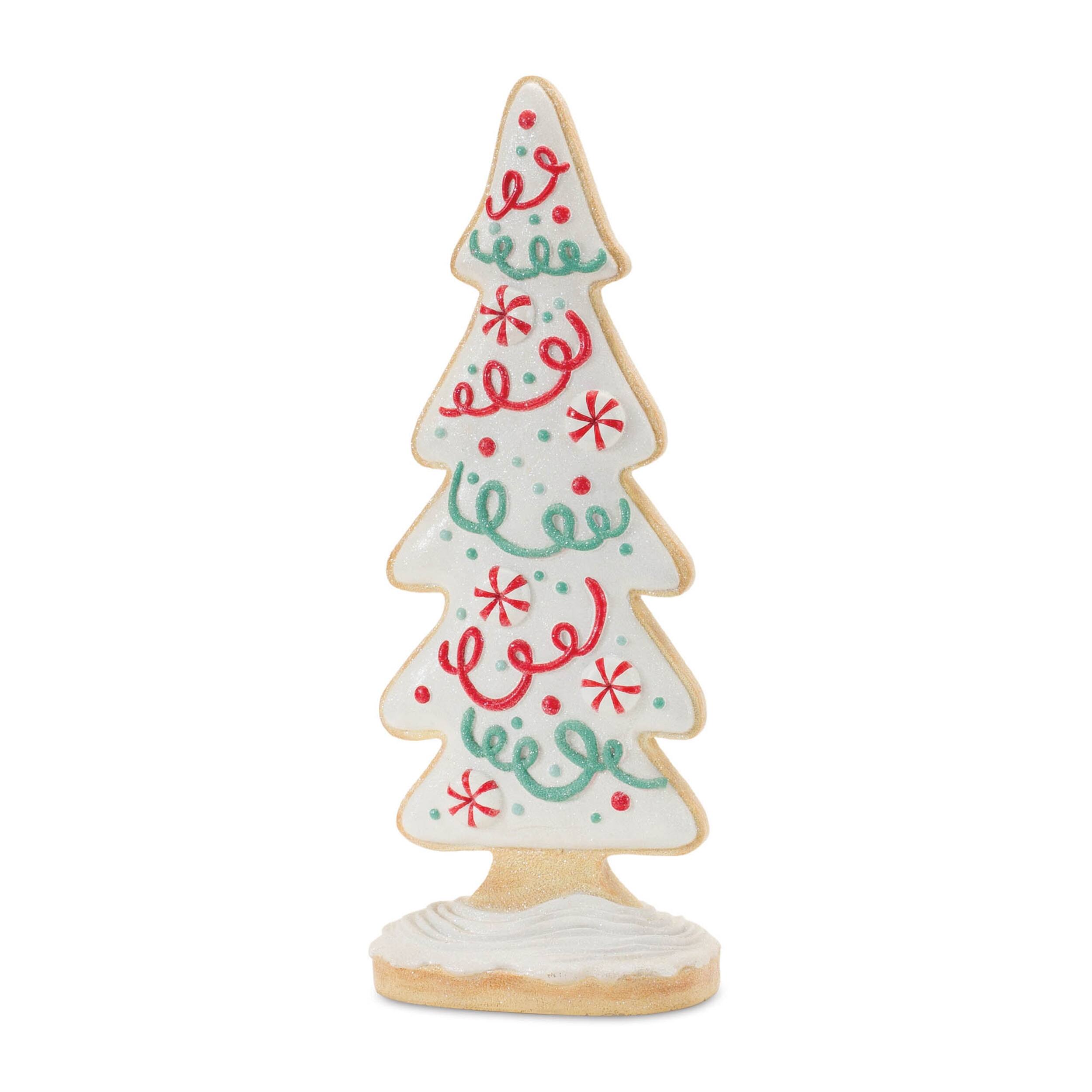 Angle. BreeBe - Gingerbread Holiday Tree (Set of 2) - Tan, White.