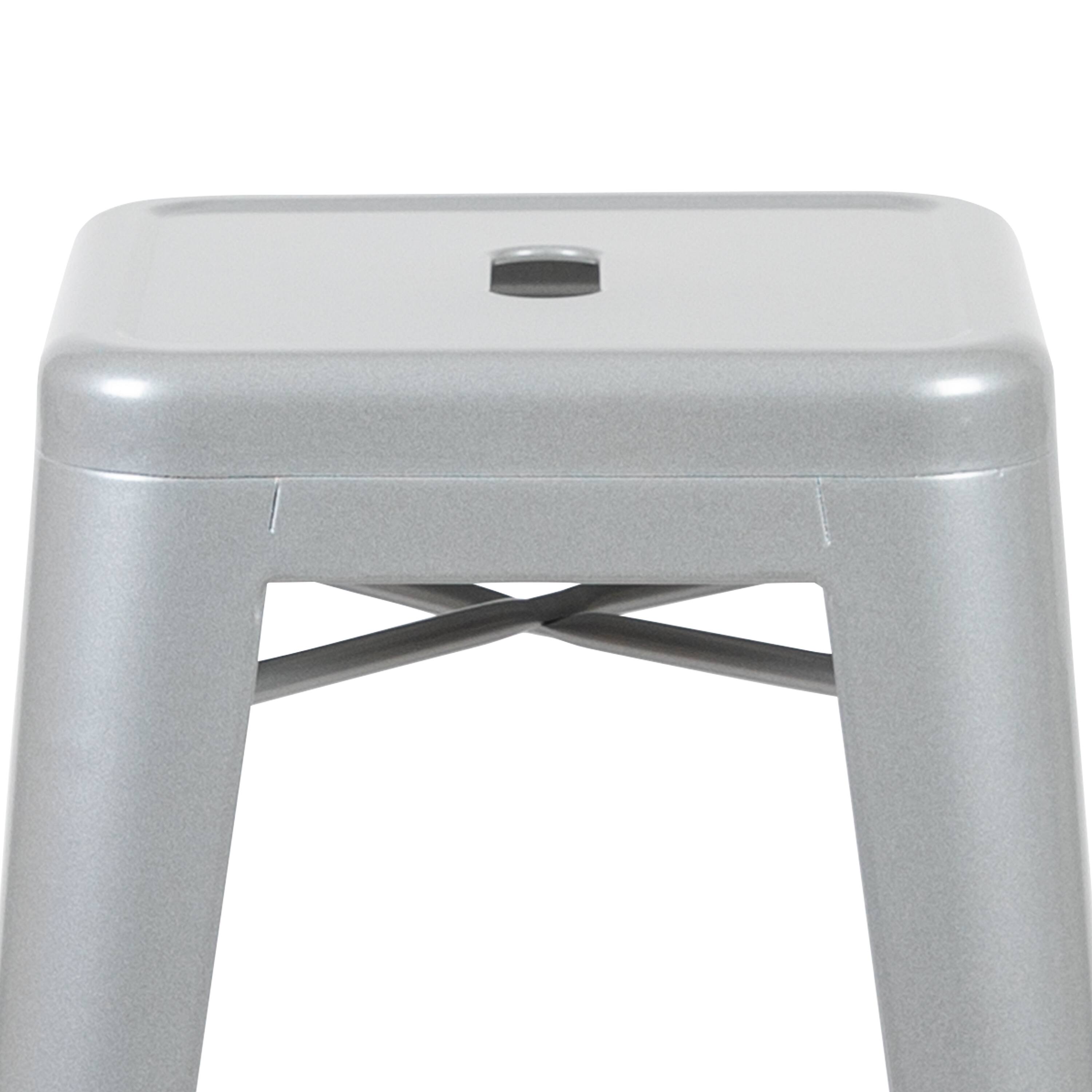 Alt View 9. Emma + Oliver - 4 Pack 30" High Metal Indoor Bar Stool - Stackable Stool - Silver.